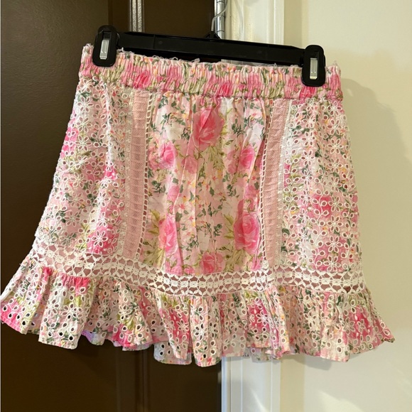 LoveShackFancy Pink and White Bubble Mini Skirt - Picture 1 of 4